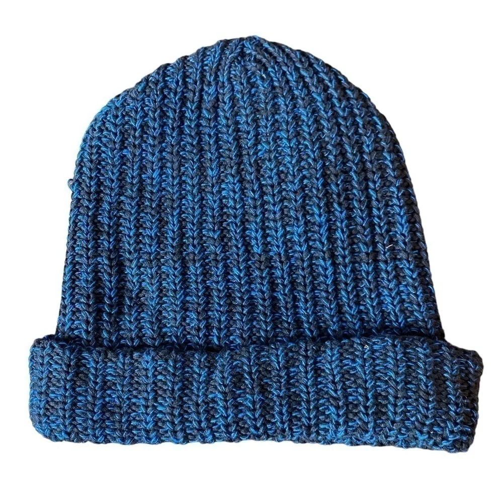 Love Your Melon Blue Grey Stripe Heather Knit Beanie Women's One Size
